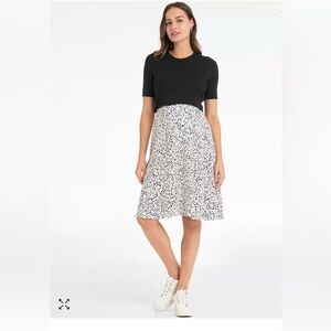 Seraphine Black and White Knitted Top Maternity and Nursing Dress
